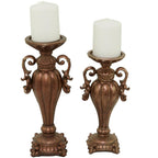 Polystone Scroll Pillar Candle Holder