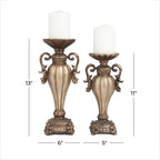 Polystone Scroll Pillar Candle Holder