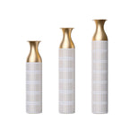 Decorated White Metal Vases Set