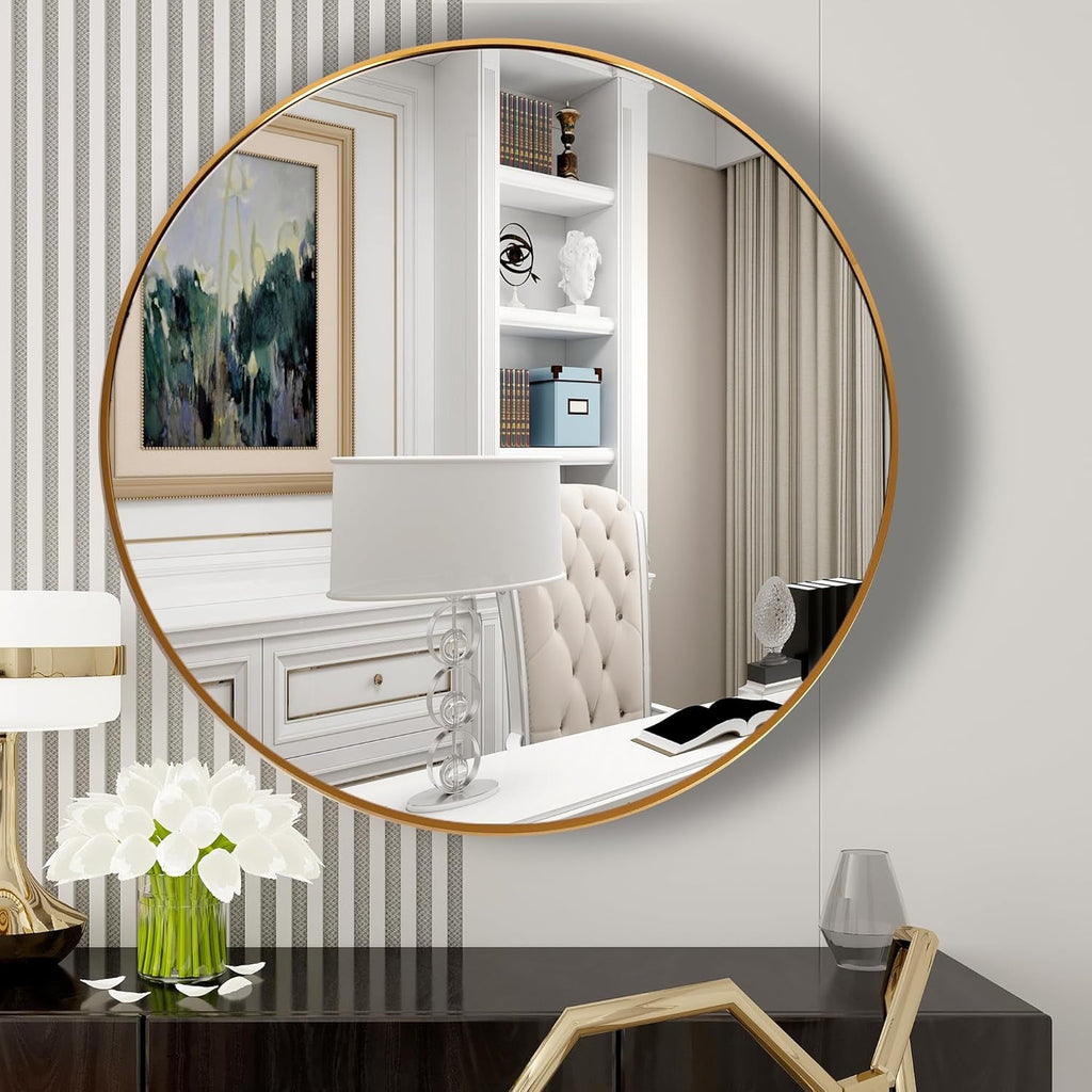 Gold Circle Mirror Metal Frame
