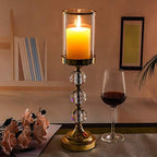 Crystal Pillar Candle Holder with Lid