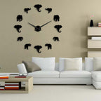 Giant Frameless Elephants DIY Wall Watch